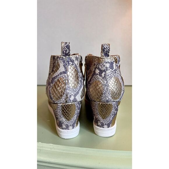 Linea Paolo Felicia III Snake Wedge Sneaker Multi Leather Zip Women's 9M - Picture 3 of 11